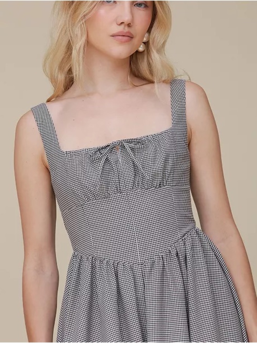 Avec Les Filles Gingham Ruched Midi Dress Sz 8 NWT - Picture 2 of 11